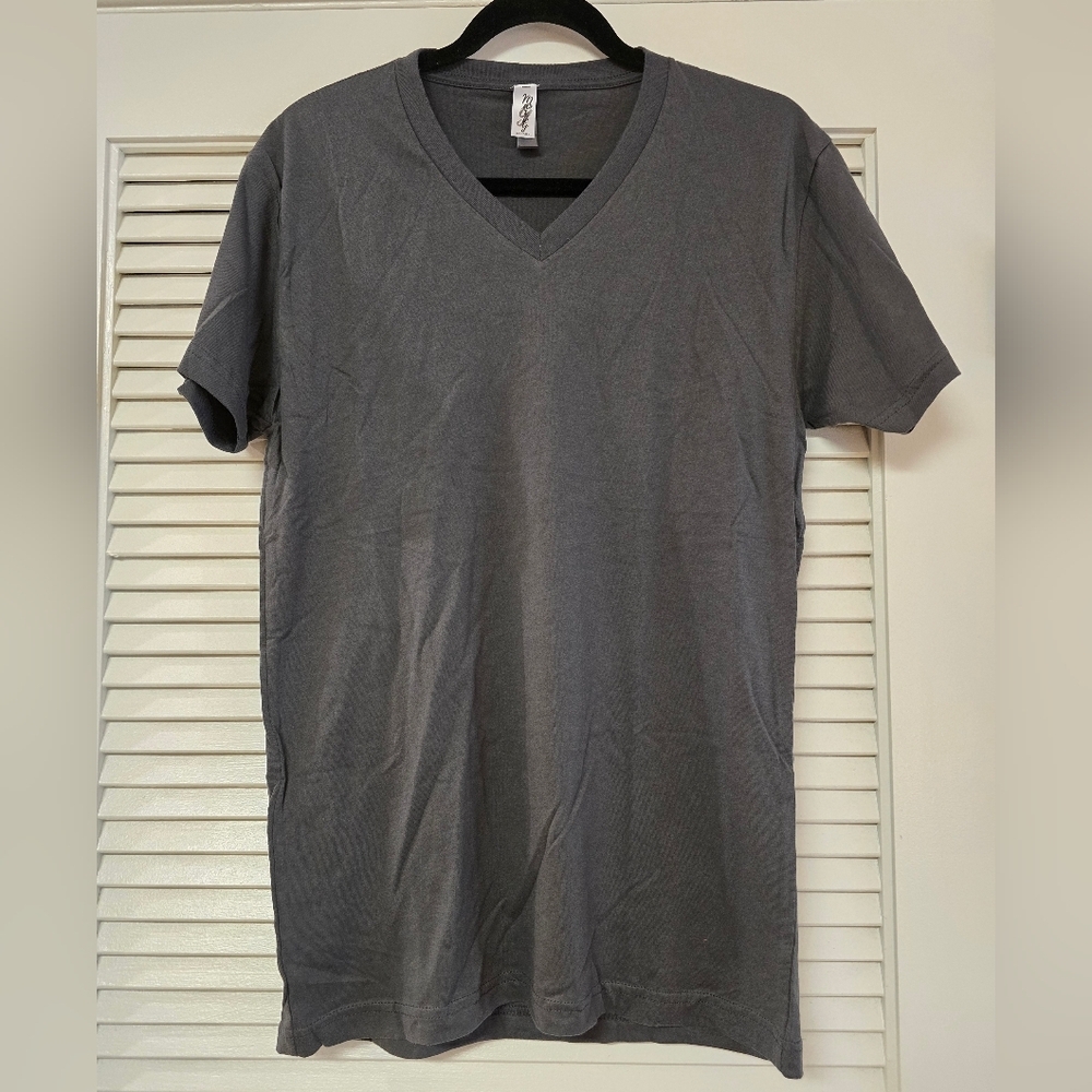 Marky G Apparel - (NWOT) 100% Cotton Grey Classic Casual V-Neck Short-Sleeve Top